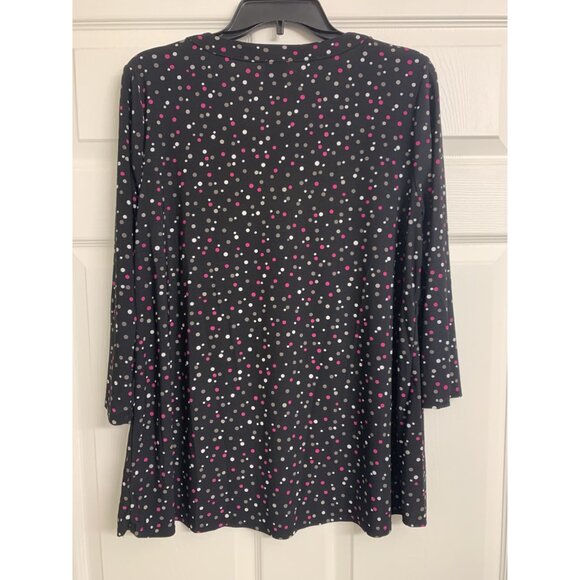 Anne Klein Polka Dot Scoop Neck 3/4 Sleeve Blouse Size L - Picture 3 of 7